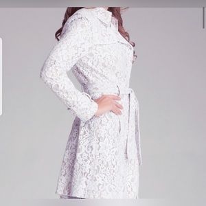 Bebe Womens White Lace Trench Coat